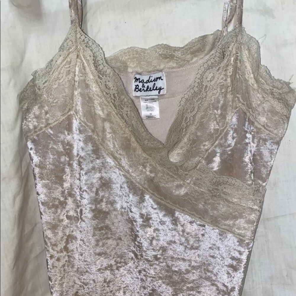 Champagne velour camisole with adjustable straps